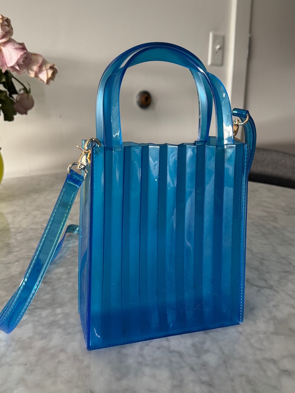 Blue Clear Structured crossbody Bag